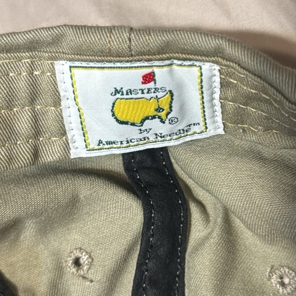 PGA Masters Augusta  Golf Tournament Classic Strap Back Adjustable Khaki Hat - Picture 5 of 6